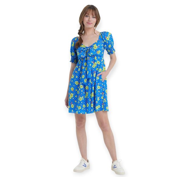 Draper James Blue Mini Dress XS - Polka Dot Floral Style - Picture 3 of 16